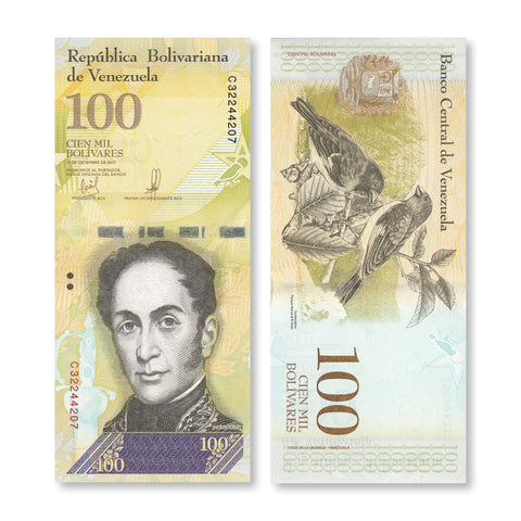 Venezuela 100,000 Bolívares Fuertes, 2017, B370b, P100b, UNC