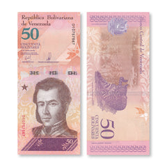Venezuela 50 Bolívares Soberanos, 2018, B375a, P105, UNC