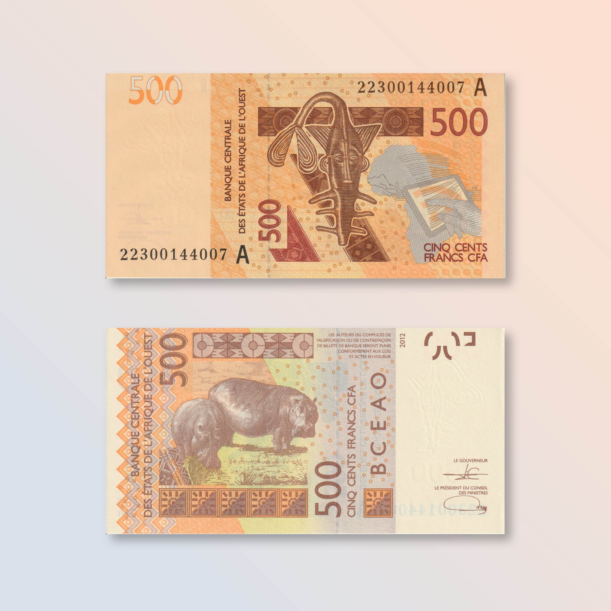 West African States, Ivory Coast, 500 Francs, 2022, B120Ak, P119A, UNC - Robert's World Money - World Banknotes