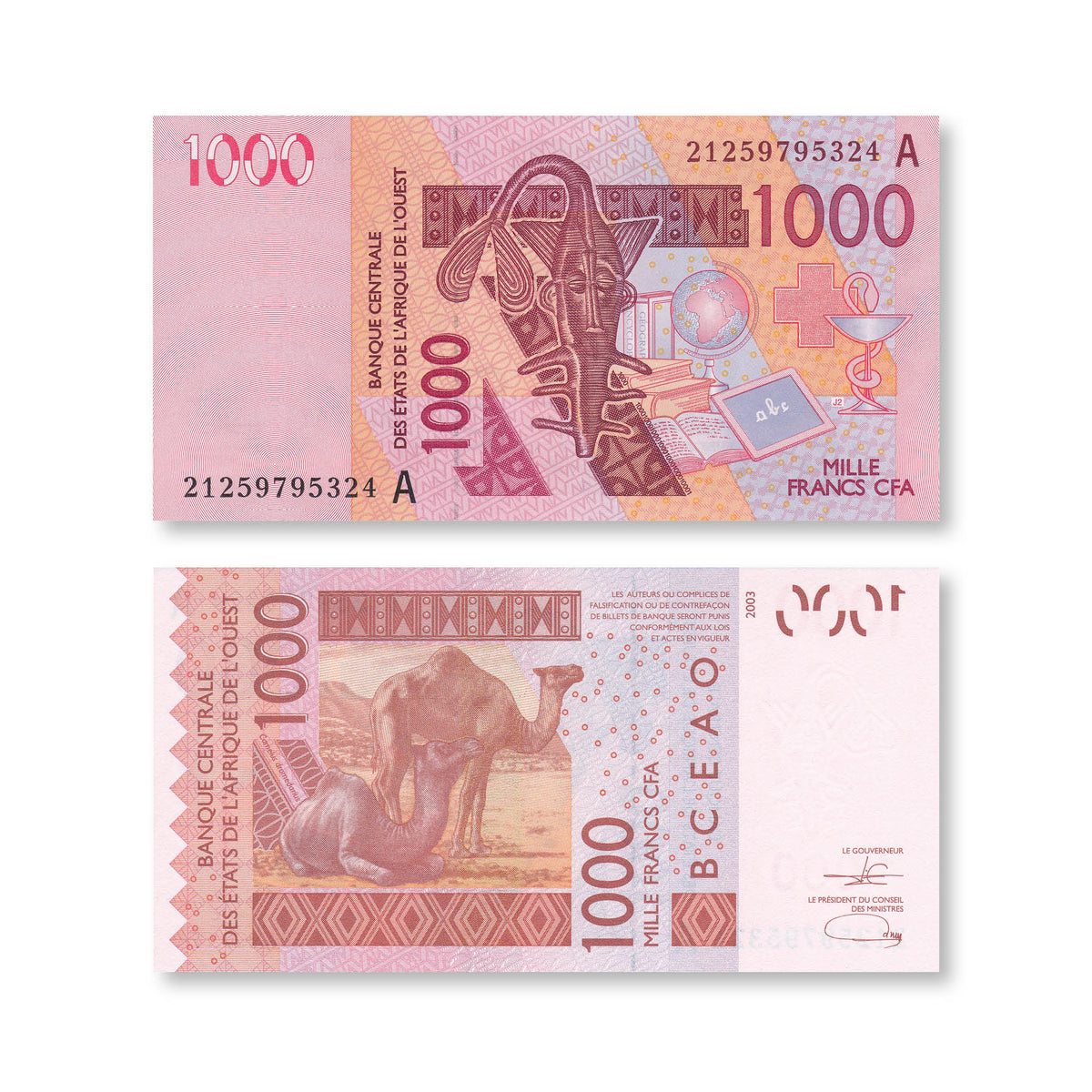 West African States, Ivory Coast, 1000 Francs, 2021, B121Au, P115A, UNC - Robert's World Money - World Banknotes
