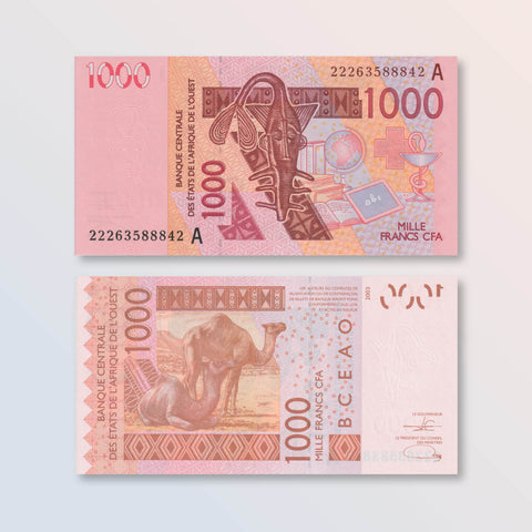 West African States, Ivory Coast, 1000 Francs, 2022, B121Av, P115A, UNC - Robert's World Money - World Banknotes