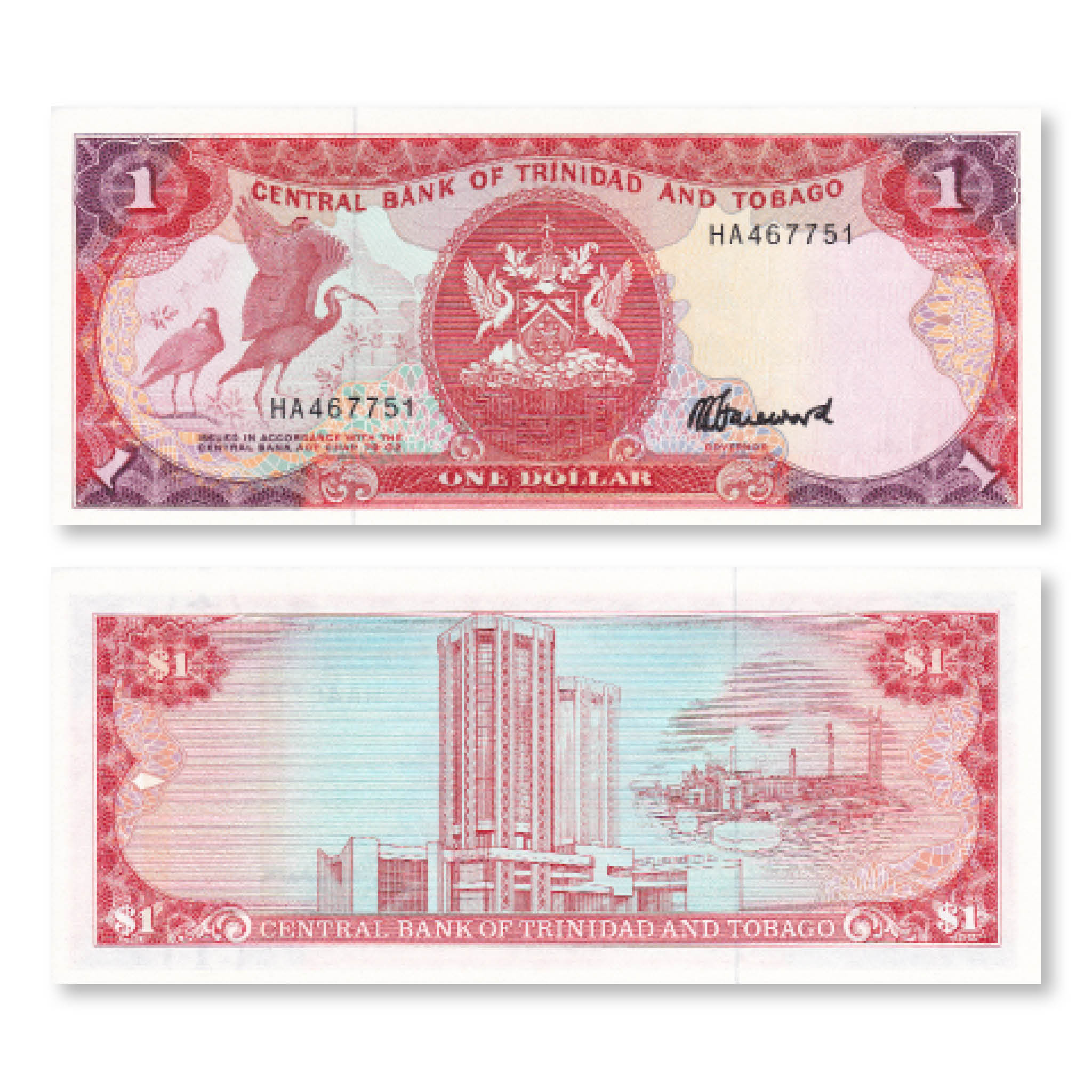 Trinidad & Tobago 1 Dollar, 1985, B211c, P36c, UNC - Robert's World Money - World Banknotes