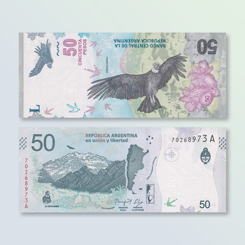 Argentina 50 Pesos, 2018, B418a, P363, UNC - Robert's World Money - World Banknotes