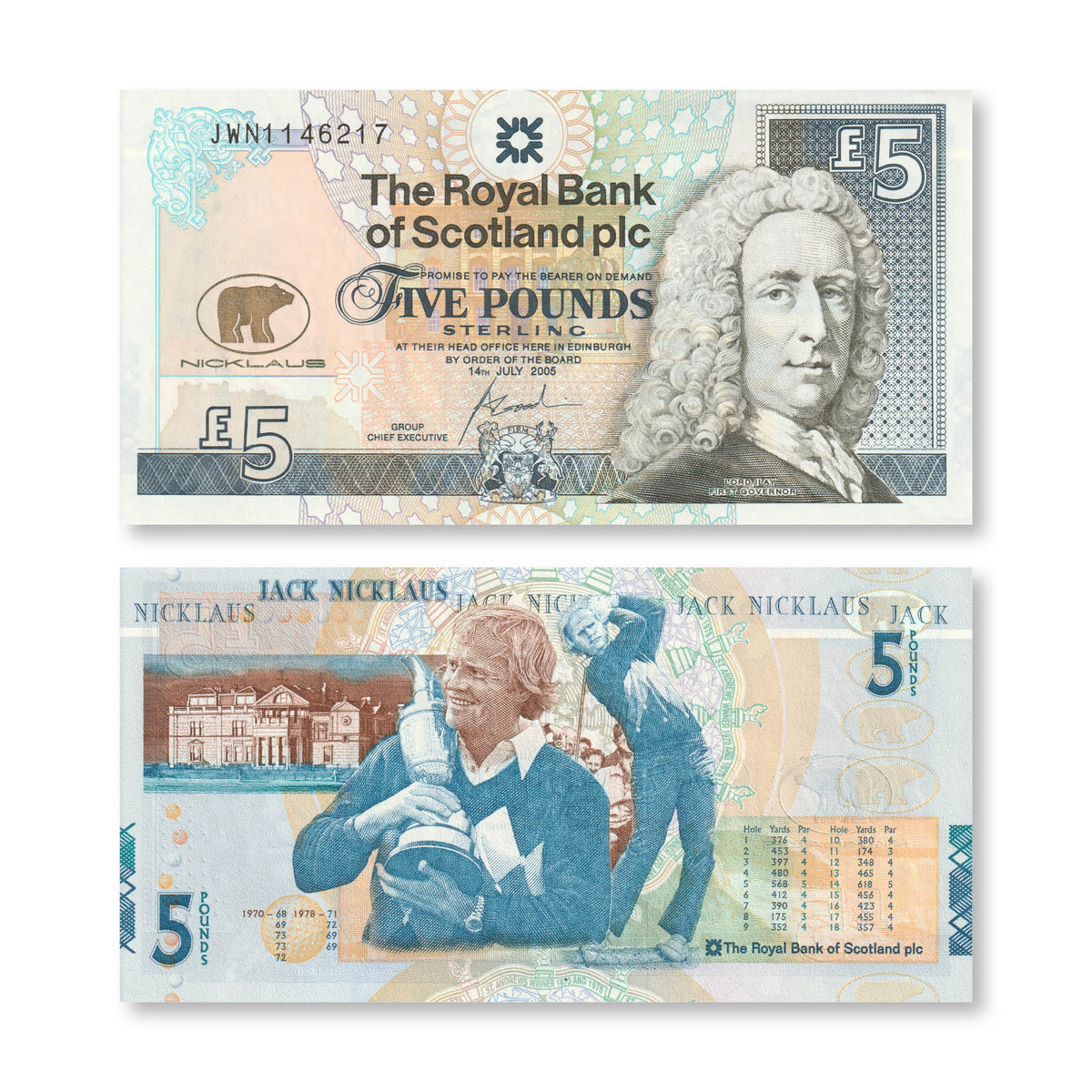 Scotland 5 Pounds, 2005, B502a, P365, UNC - Robert's World Money - World Banknotes