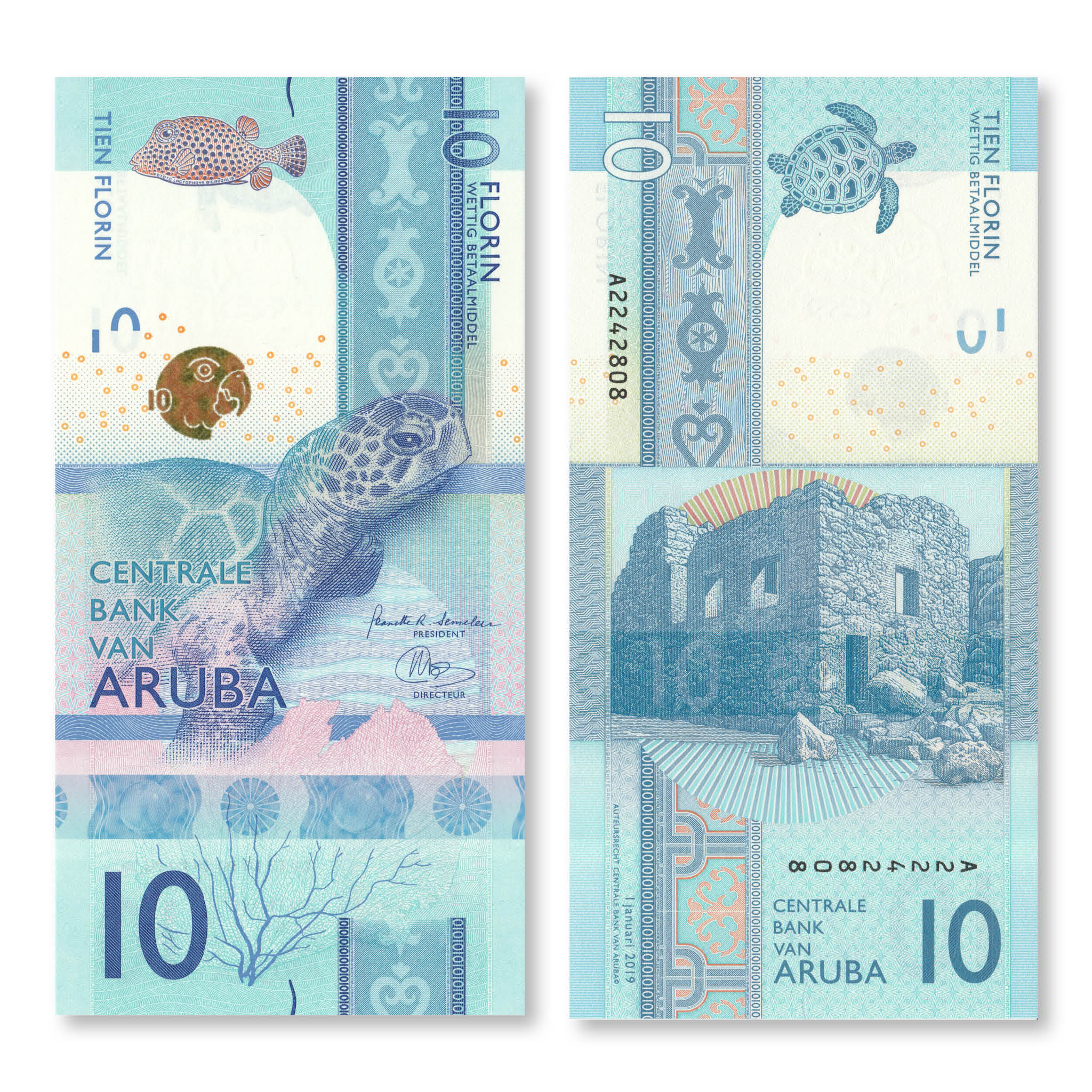Aruba 10 Florin, 2019, B121a, UNC - Robert's World Money - World Banknotes