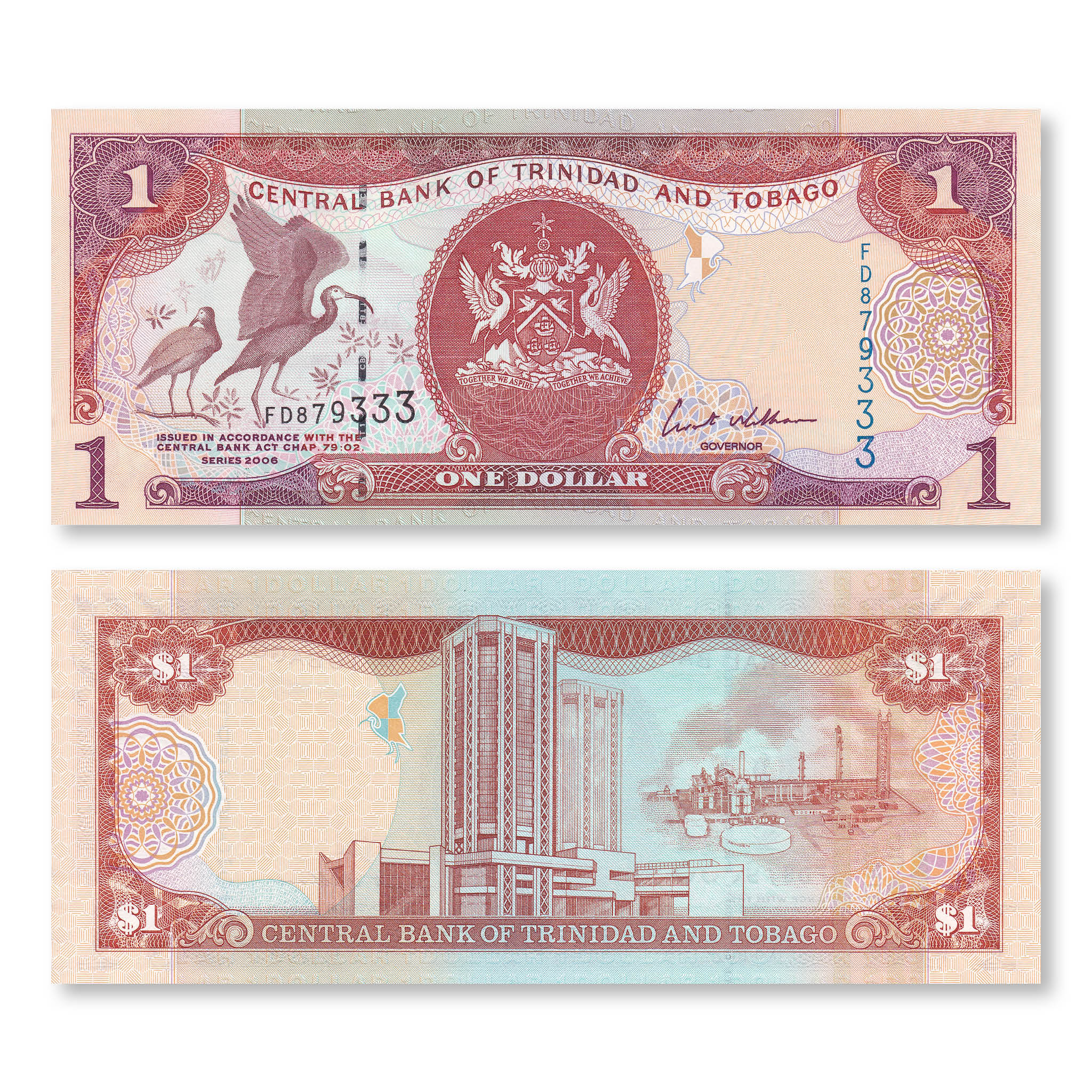 Trinidad & Tobago 1 Dollar, 2006, B221a, P46, UNC - Robert's World Money - World Banknotes