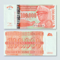 Zaire 100,000 Nouveaux Zaires, 1996, B150b, P77, UNC