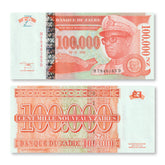 Zaire 100,000 Nouveaux Zaires, 1996, B150b, P77, UNC