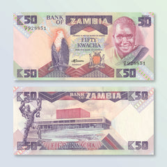 Zambia 50 Kwacha, 1986, B129a, P28a, UNC
