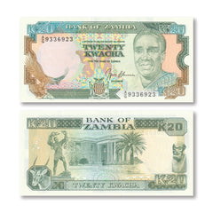 Zambia 20 Kwacha, 1989, B133b, P32b, UNC