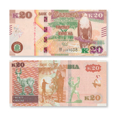 Zambia 20 Kwacha, 2020, B168b, UNC
