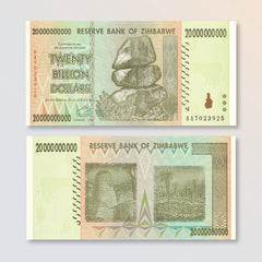 Zimbabwe 20 Billion Dollars, 2008, B177a, P86, UNC