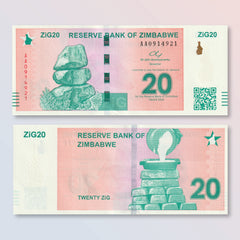 Zimbabwe 20 ZiG, 2024, B202a, UNC