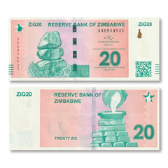 Zimbabwe 20 ZiG, 2024, B202a, UNC