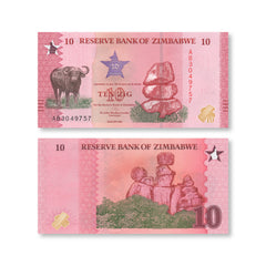 Zimbabwe 10 ZiG, 2026, Upgraded Big 5, B206a, UNC