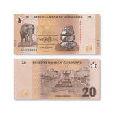 Zimbabwe 20 ZiG, 2026, Upgraded Big 5, B207a, UNC