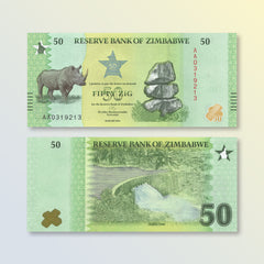 Zimbabwe 50 ZiG, 2026, Upgraded Big 5, B208a, UNC