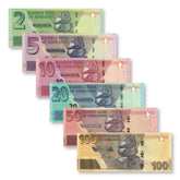 Zimbabwe Full Set: 2–100 Dollars, 2020–2021, UNC