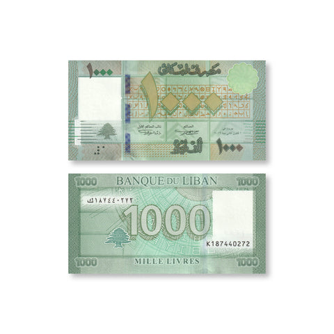 Lebanon 1000 Pounds, 2016, B541a, P90, UNC - Robert's World Money - World Banknotes