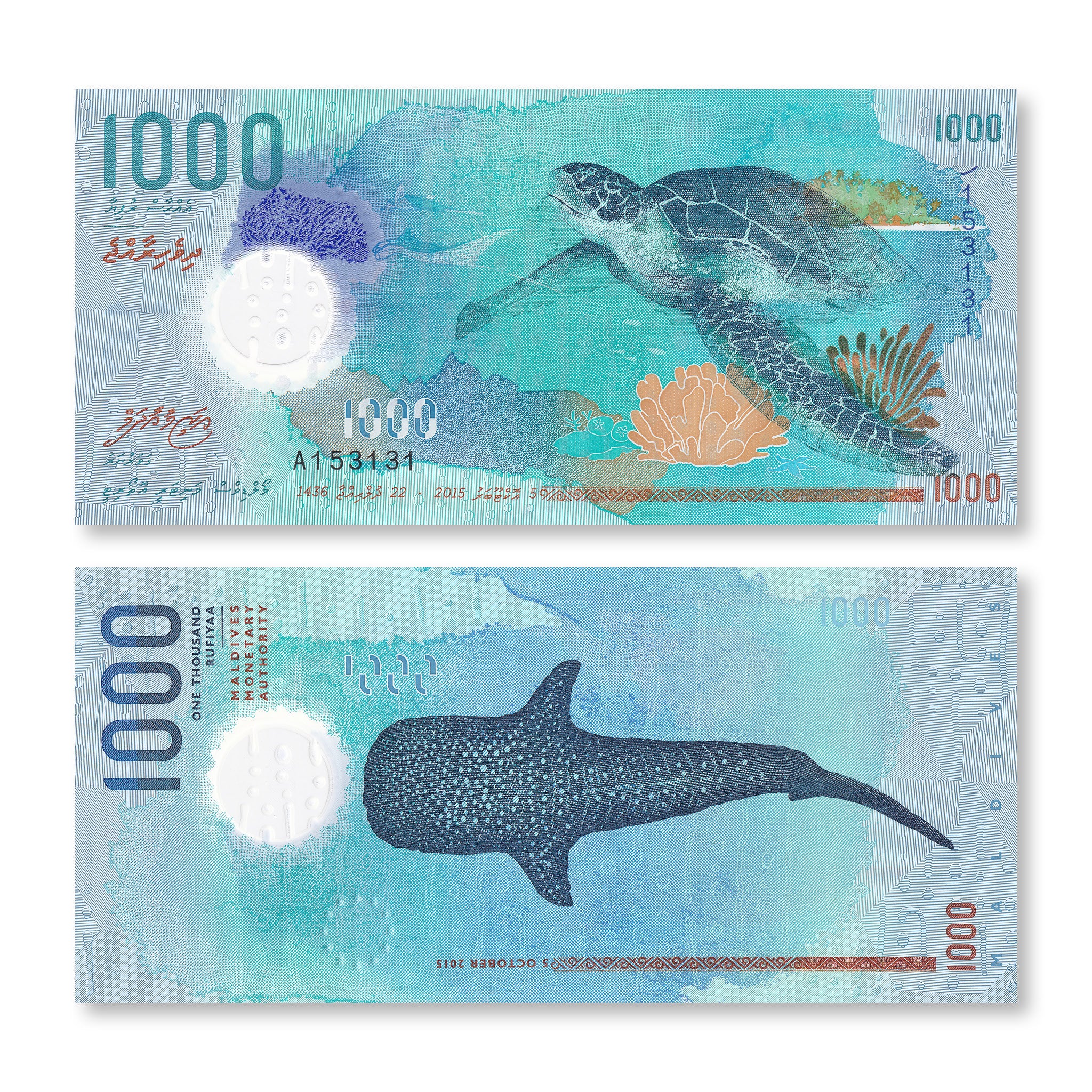 Maldives 1000 Rufiyaa, 2015, B221a, P31, UNC - Robert's World Money - World Banknotes