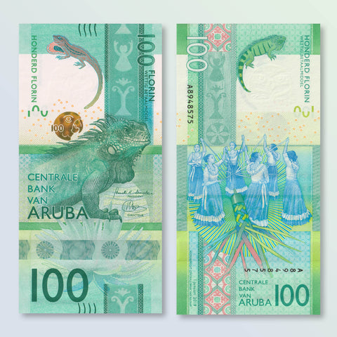Aruba 100 Florin, 2019, B124a, IBNS Banknote of the Year 2019, UNC - Robert's World Money - World Banknotes