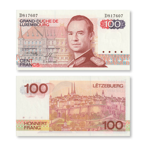 Luxembourg 100 Francs, 1980, B342b, P57b, UNC - Robert's World Money - World Banknotes