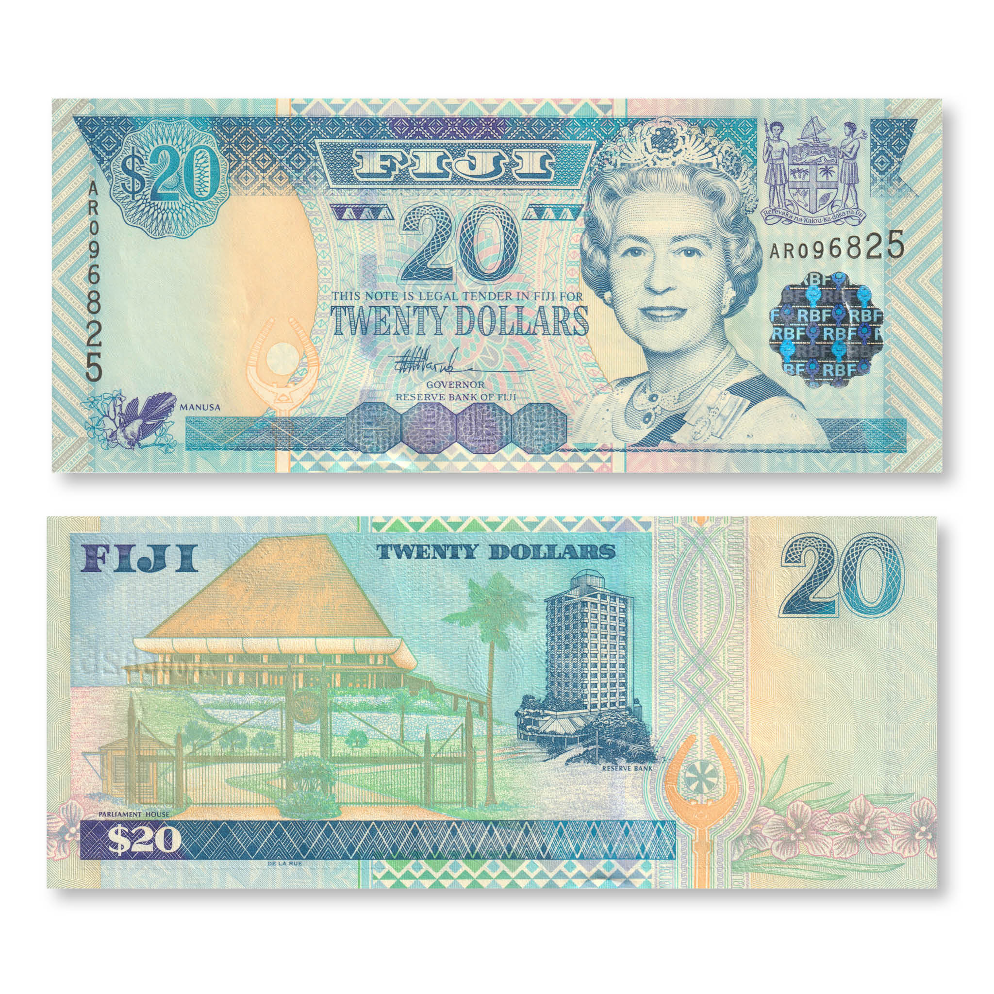 Fiji 20 Dollars, 2002, B518a, P107a, UNC - Robert's World Money - World Banknotes