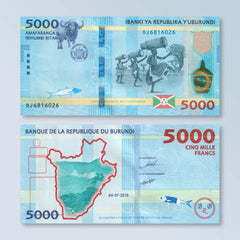 Burundi 5000 Francs, 2018, B239b, P53, UNC - Robert's World Money - World Banknotes