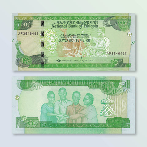 Ethiopia 10 Birr, 2012/2020, B335a, UNC - Robert's World Money - World Banknotes
