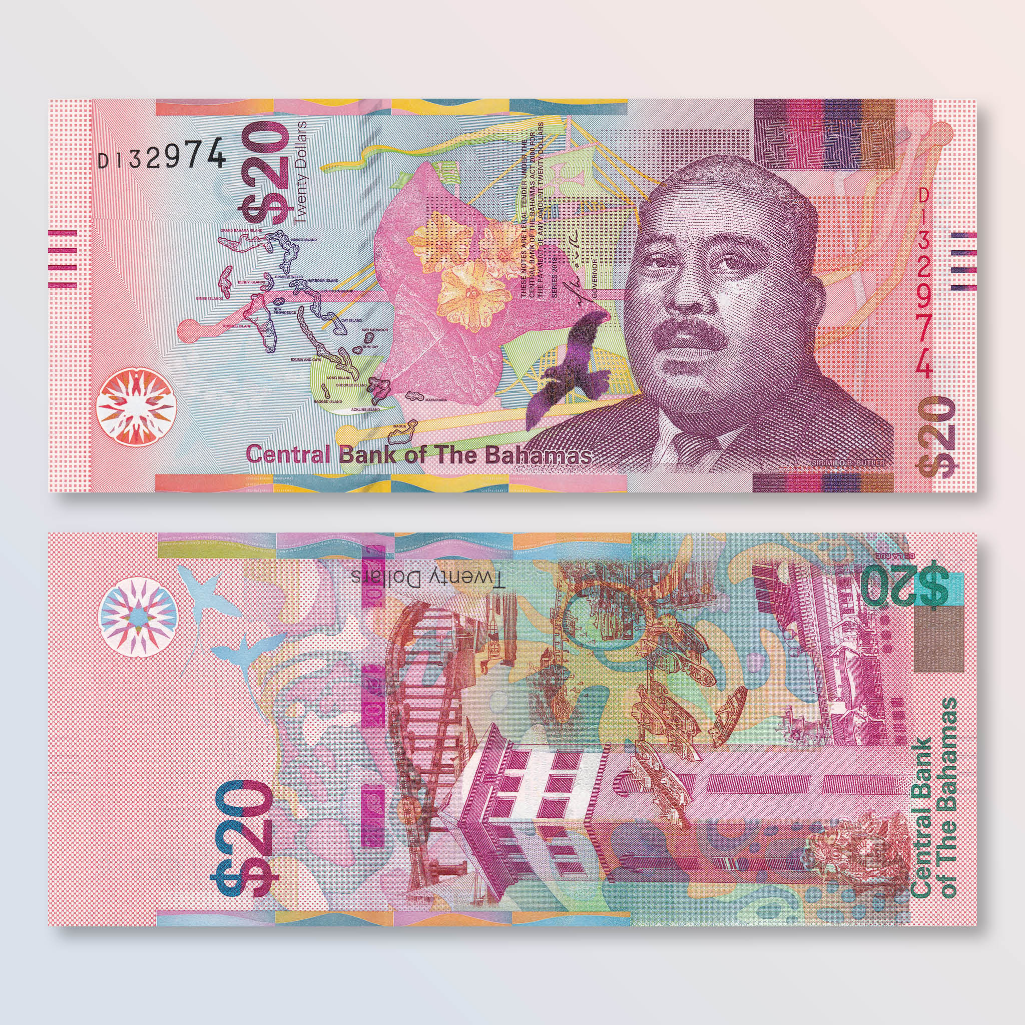 Bahamas 20 Dollars, 2018, B353a, P80, UNC - Robert's World Money - World Banknotes