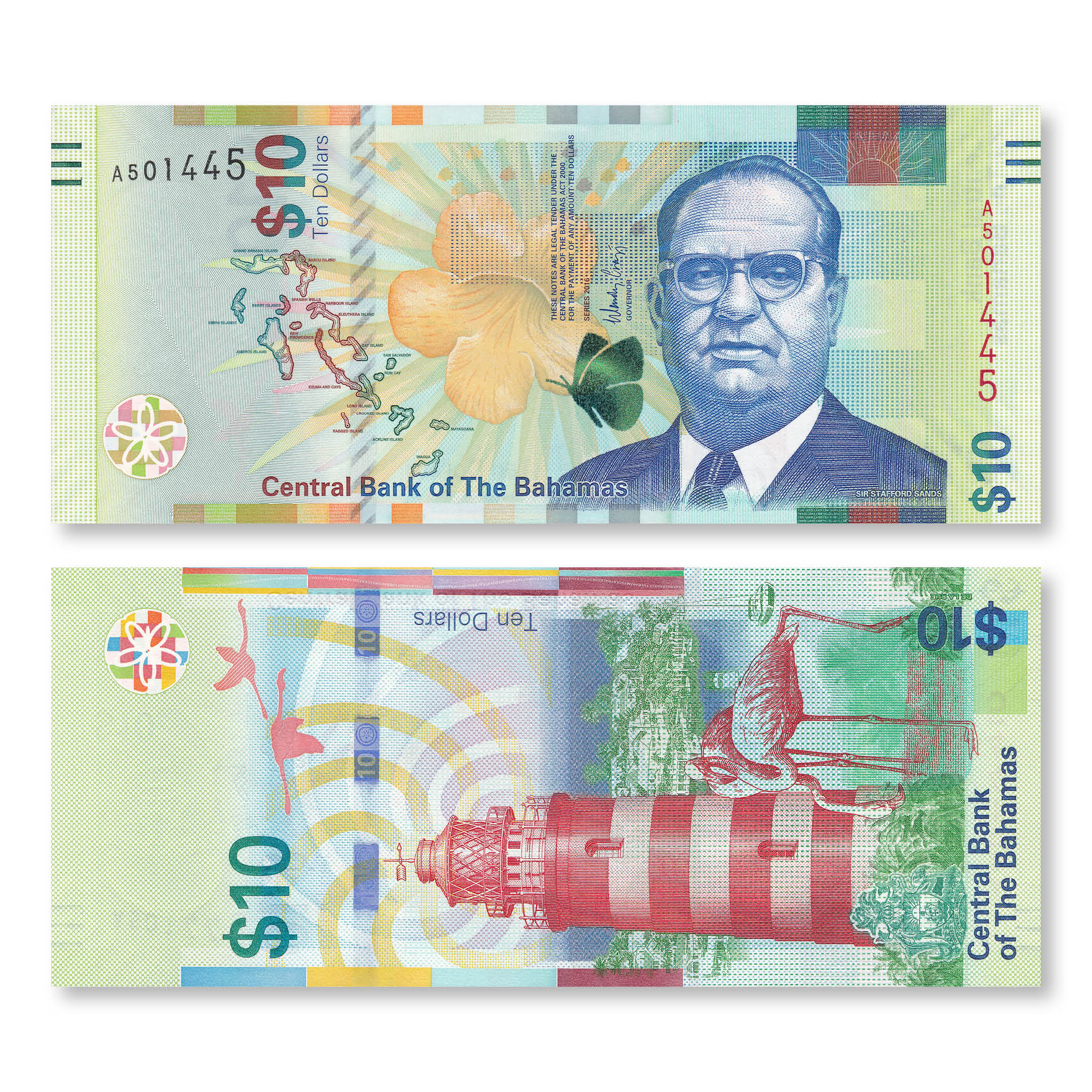 Bahamas 10 Dollars, 2016, B352a, P79a, UNC - Robert's World Money - World Banknotes