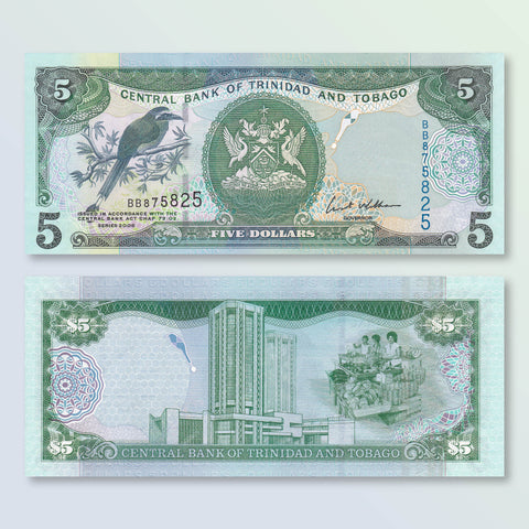 Trinidad & Tobago 5 Dollars, 2006, B222a, P47a, UNC - Robert's World Money - World Banknotes