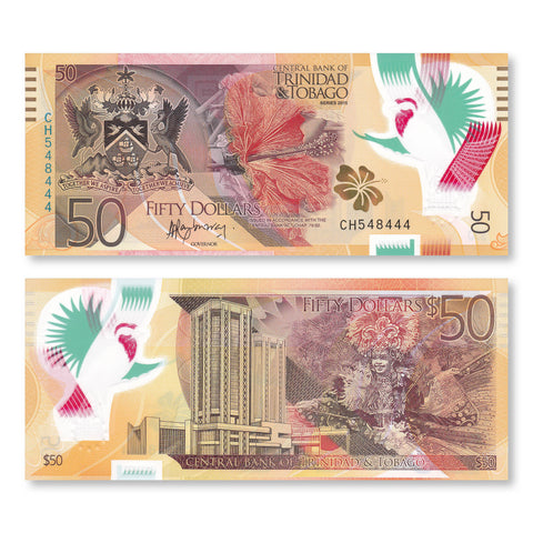Trinidad & Tobago 50 Dollars, 2015, B235a, P59, UNC - Robert's World Money - World Banknotes