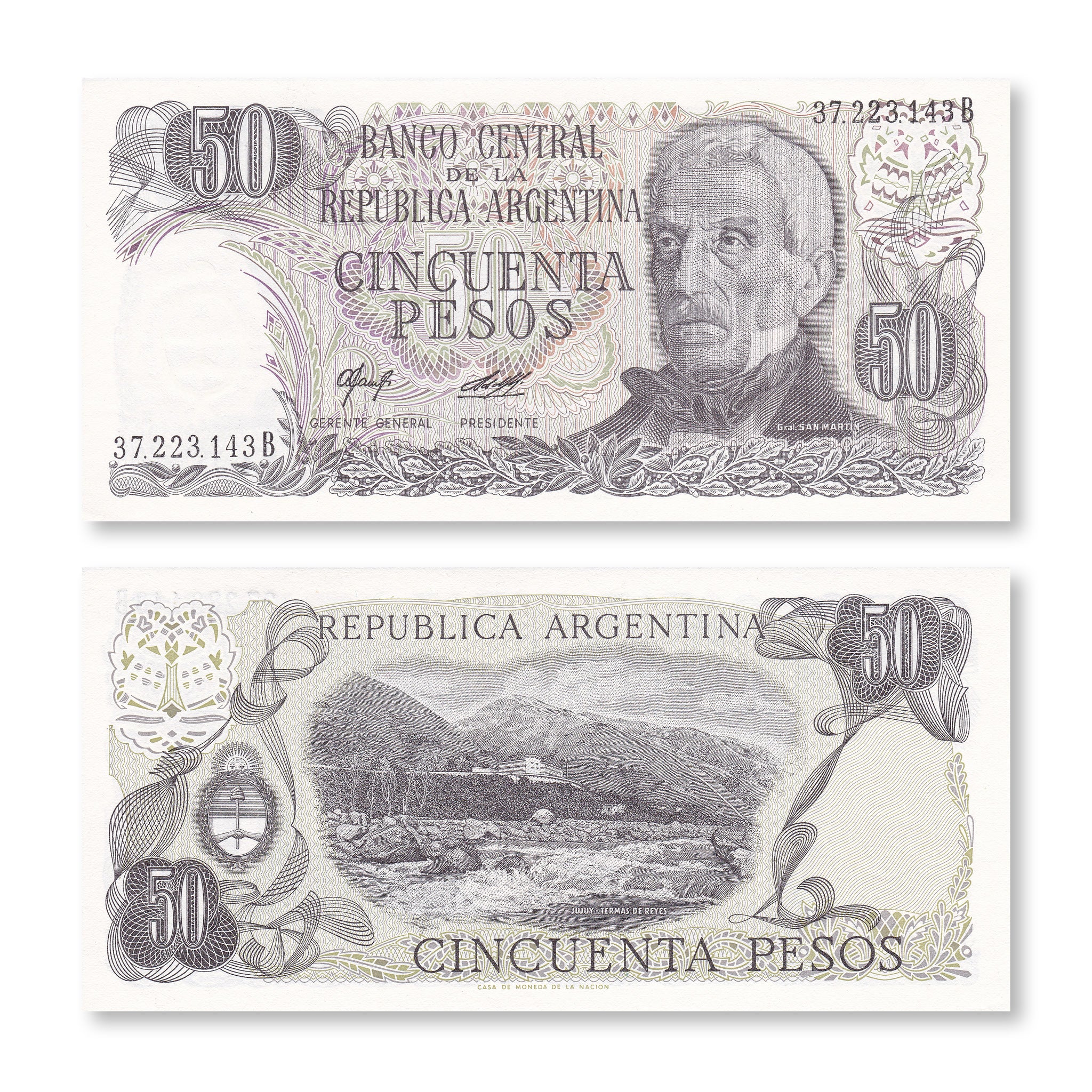 Argentina 50 Pesos, 1977, B354d, P301a, UNC - Robert's World Money - World Banknotes