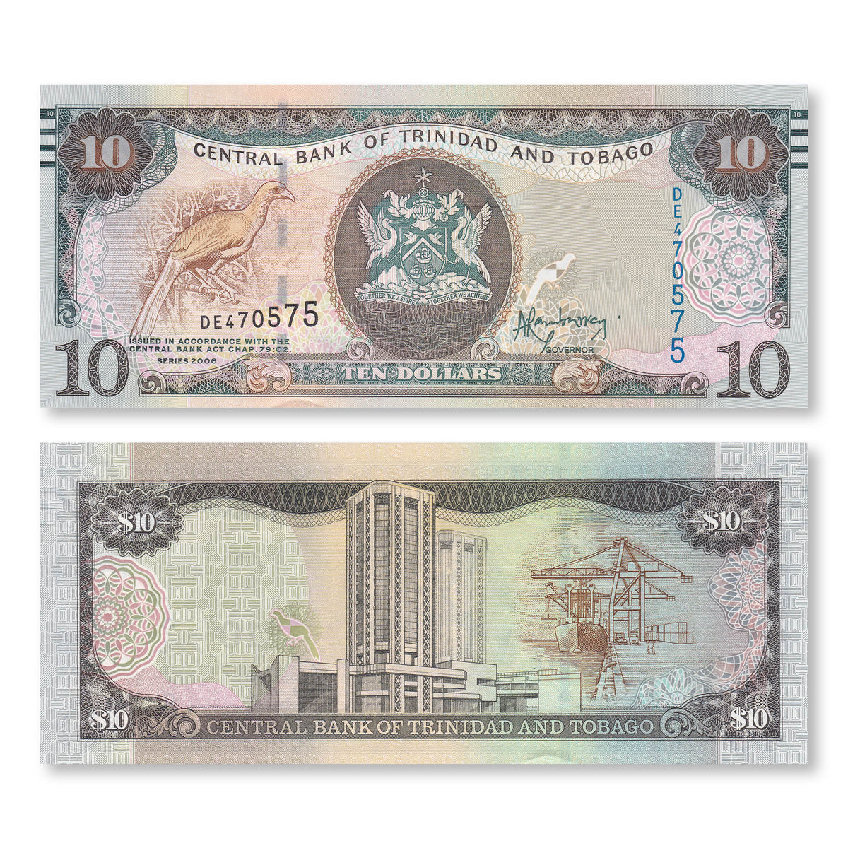 Trinidad & Tobago 10 Dollars, 2006 (2013), B230a, P57a, UNC - Robert's World Money - World Banknotes