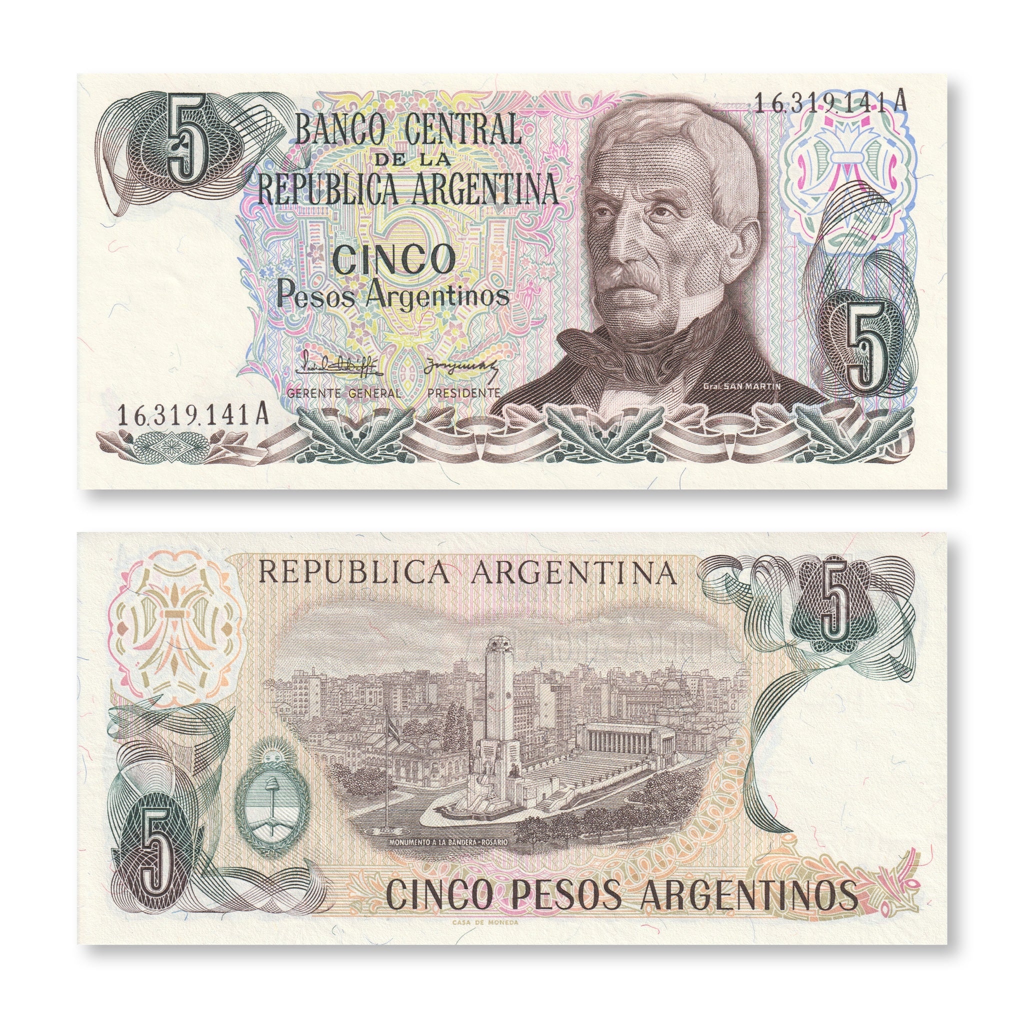 Argentina 5 Pesos Argentinos, 1983, B365a, P312a, UNC - Robert's World Money - World Banknotes