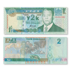 Fiji 2 Dollars, 2000, BNP501b, P102a, UNC - Robert's World Money - World Banknotes