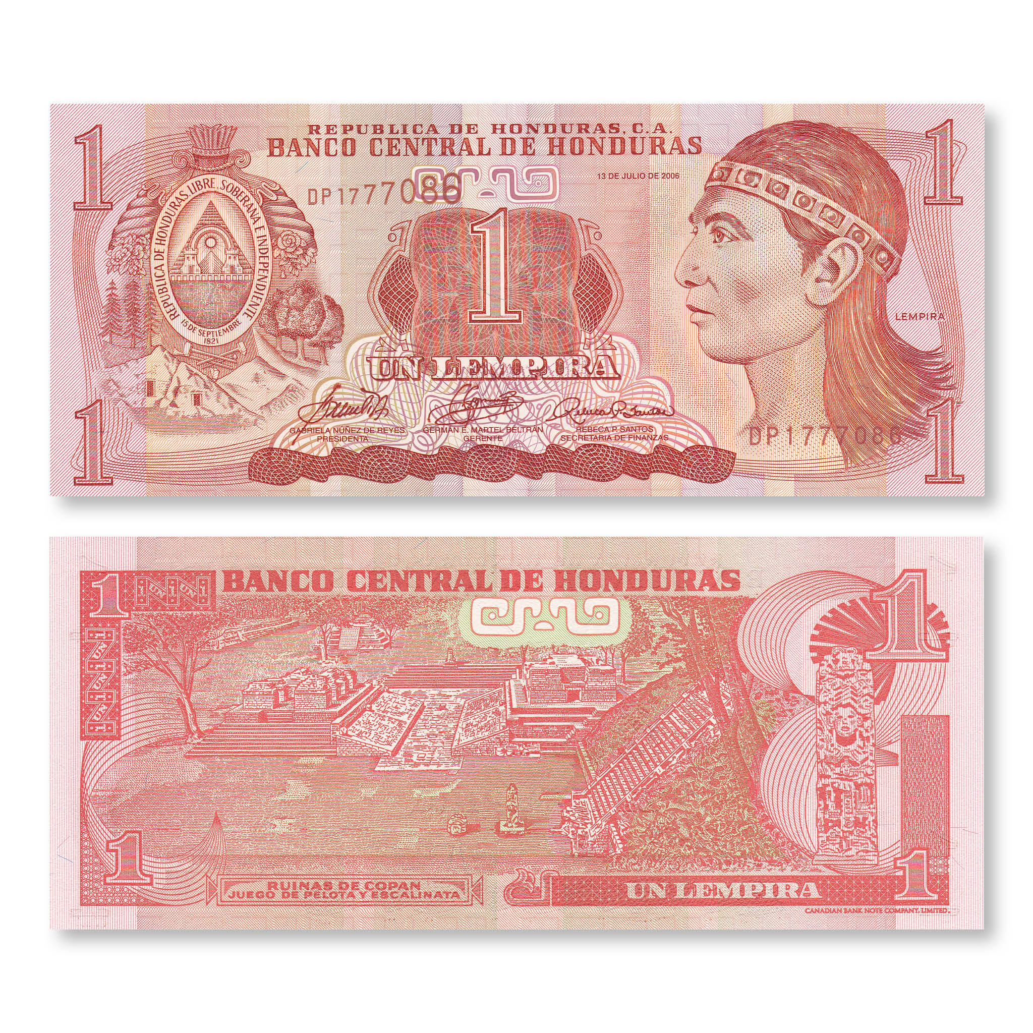 Honduras 1 Lempira, 2006, B324e, P84e, UNC - Robert's World Money - World Banknotes