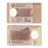 Tajikistan 1 Diram, 1999 (2000), B201a, P10, UNC - Robert's World Money - World Banknotes