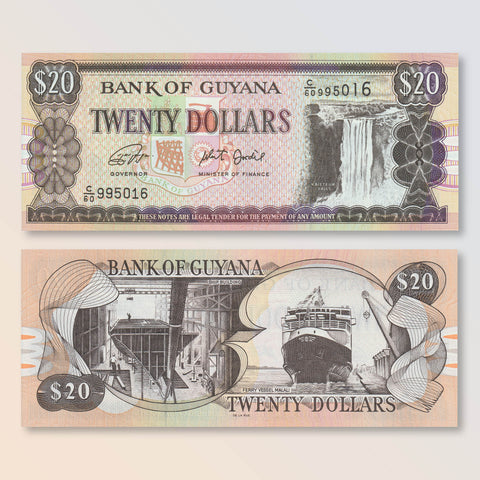 Guyana 20 Dollars, 2018, B108i, P30, UNC - Robert's World Money - World Banknotes