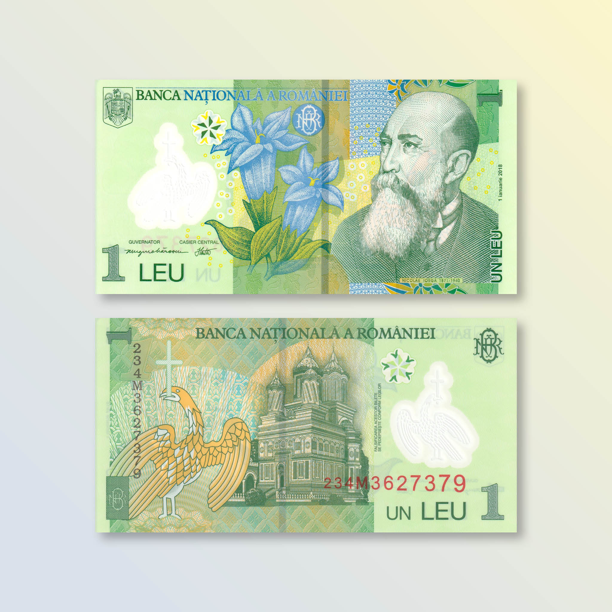 Romania 1 Leu, 2018 (2023), B286e, P117, UNC - Robert's World Money - World Banknotes