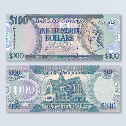 Guyana 100 Dollars, 2006, B114a, P36a, UNC - Robert's World Money - World Banknotes