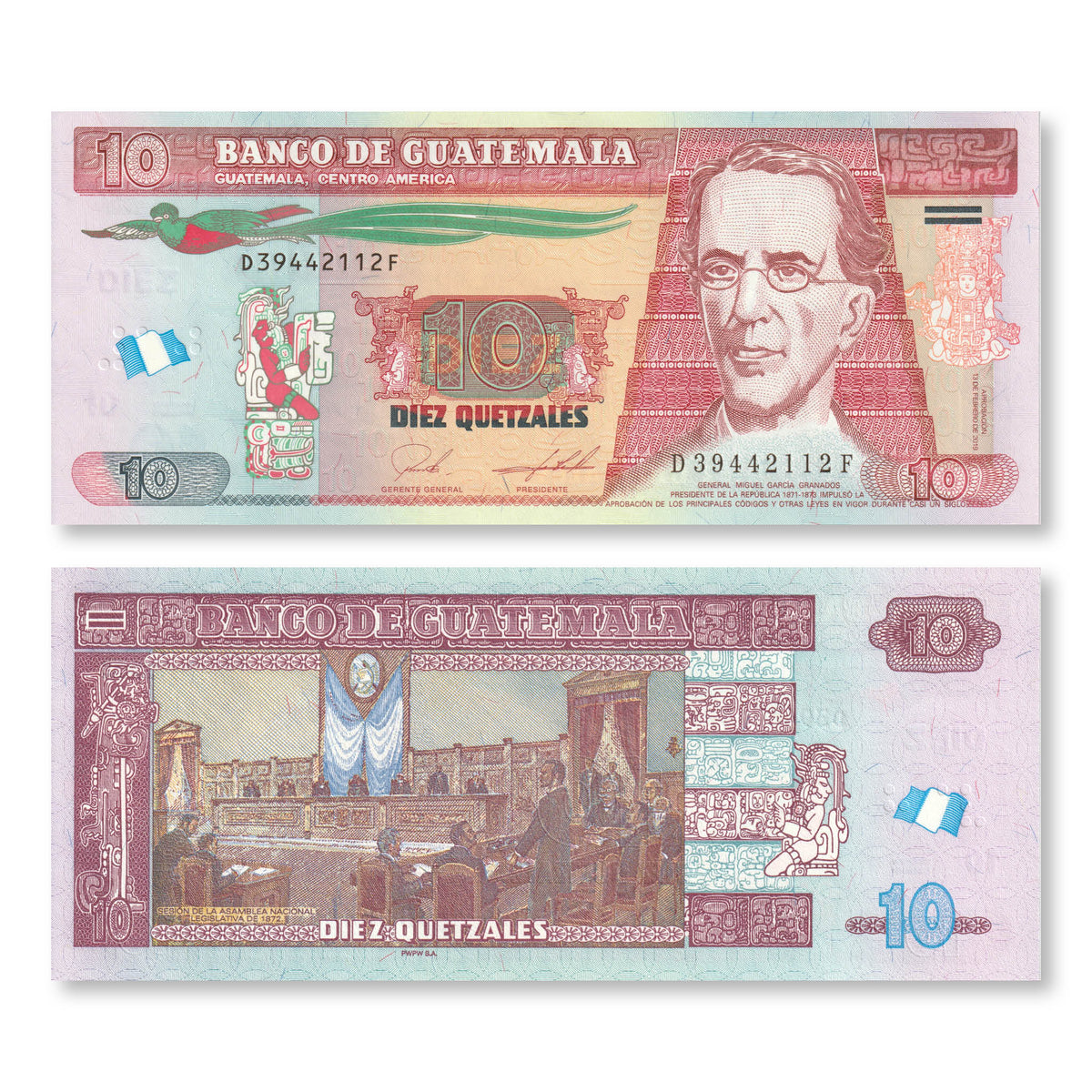 Guatemala 10 Quetzales, 2019, B606j, P123A, UNC - Robert's World Money - World Banknotes