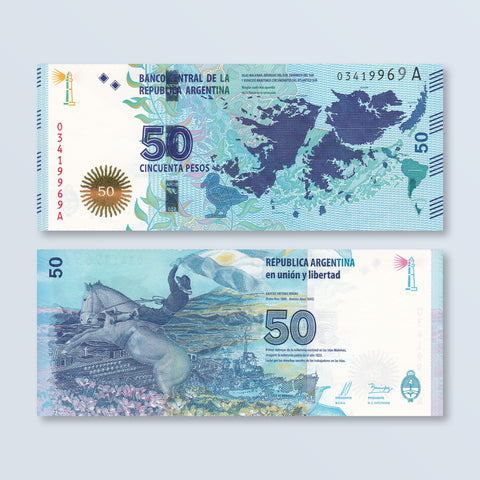 Argentina 50 Pesos, 2015, B414a, P362a, UNC - Robert's World Money - World Banknotes