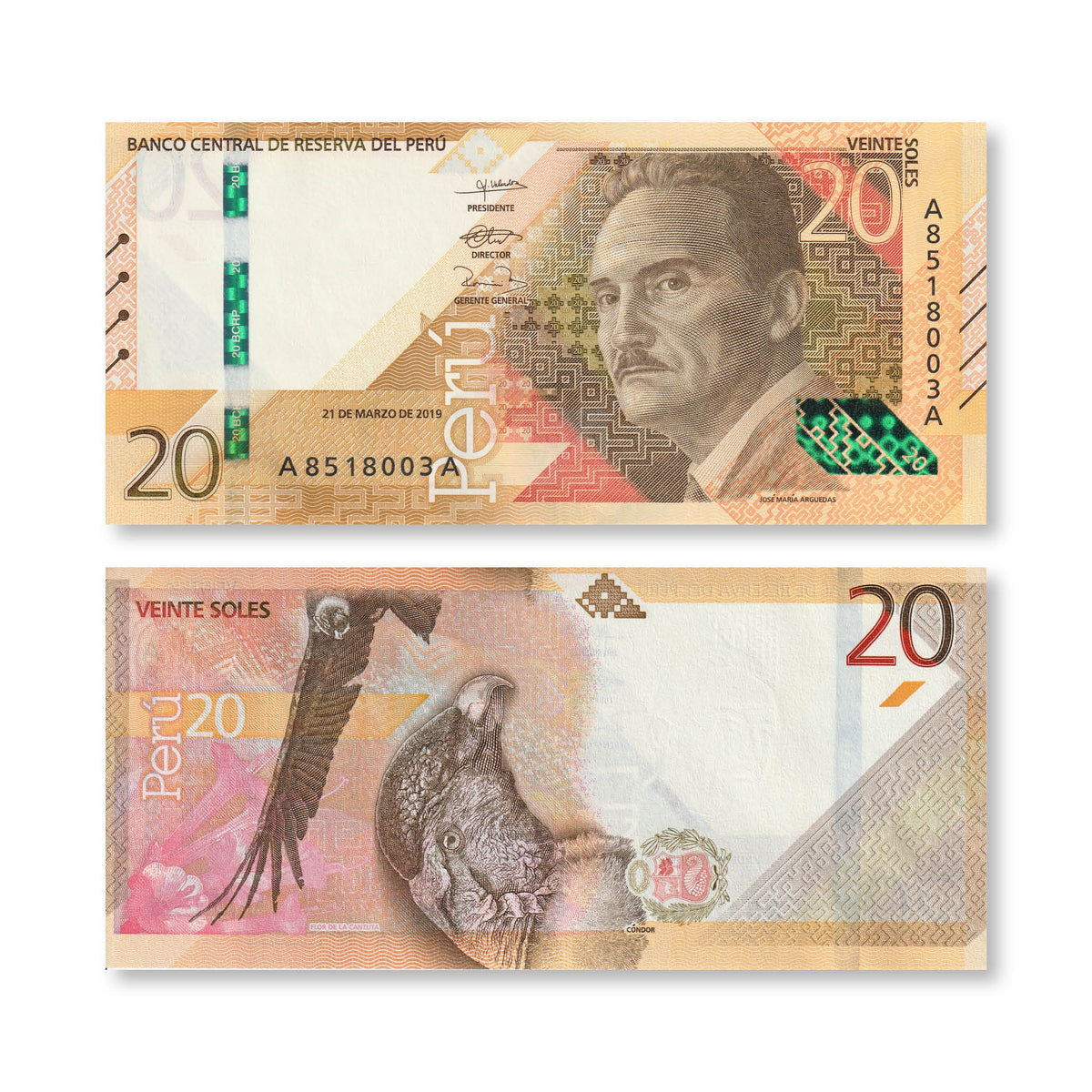 Peru 20 Soles, 2019 (2022), B538a, UNC - Robert's World Money - World Banknotes