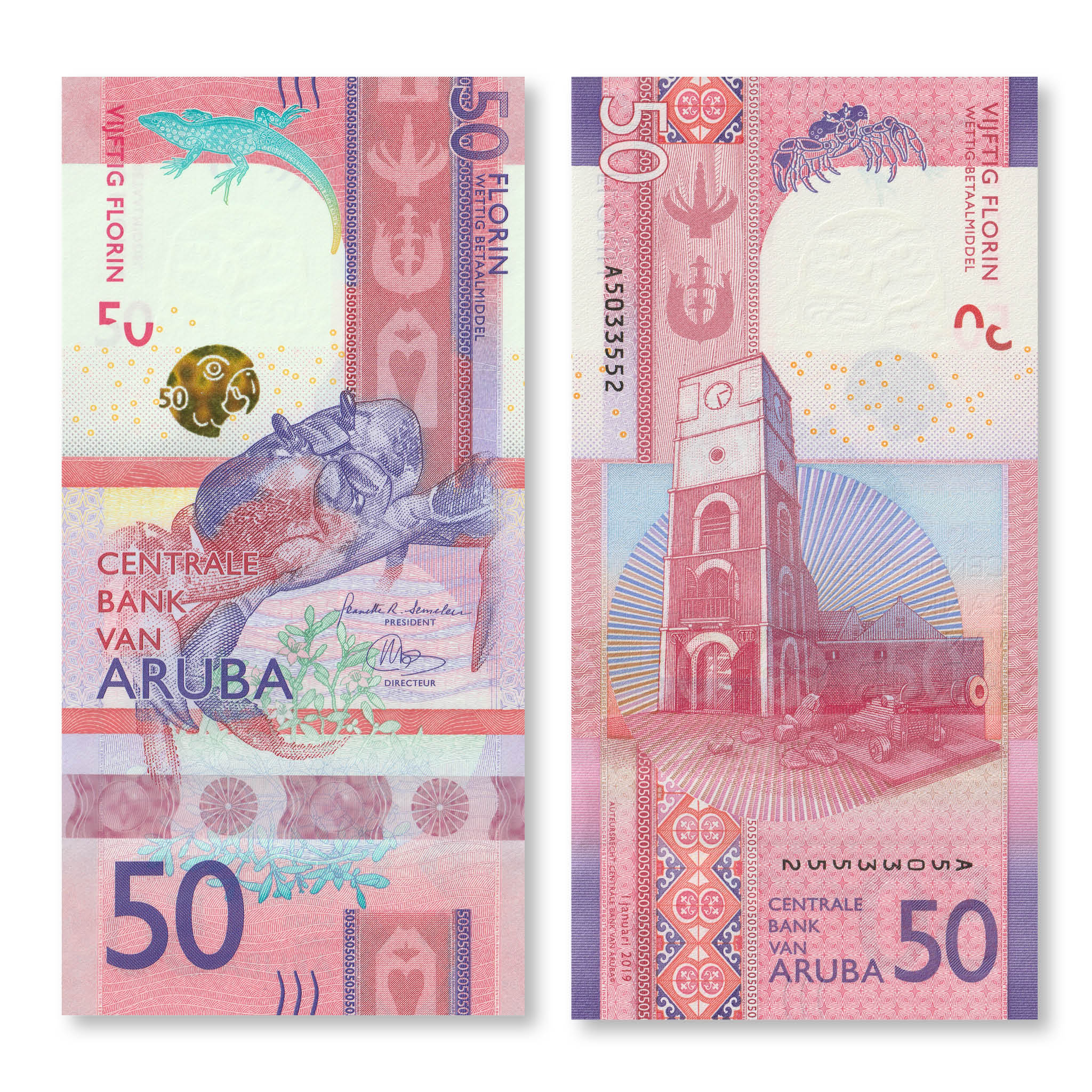 Aruba 50 Florin, 2019, B123a, UNC - Robert's World Money - World Banknotes