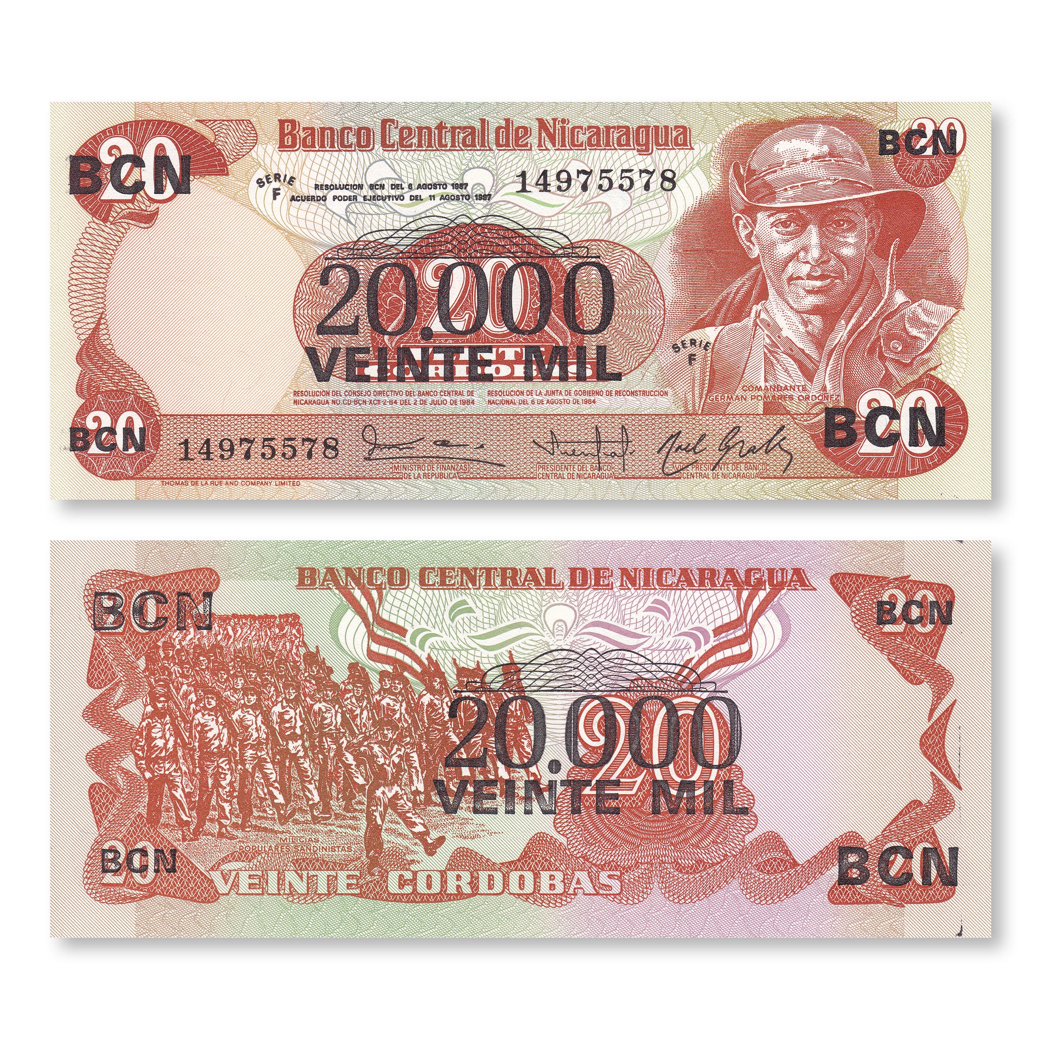 Nicaragua 20000 Córdobas, 1987, B441a, P147, UNC - Robert's World Money - World Banknotes