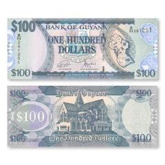 Guyana 100 Dollars, 2022, B114f, P36, UNC - Robert's World Money - World Banknotes