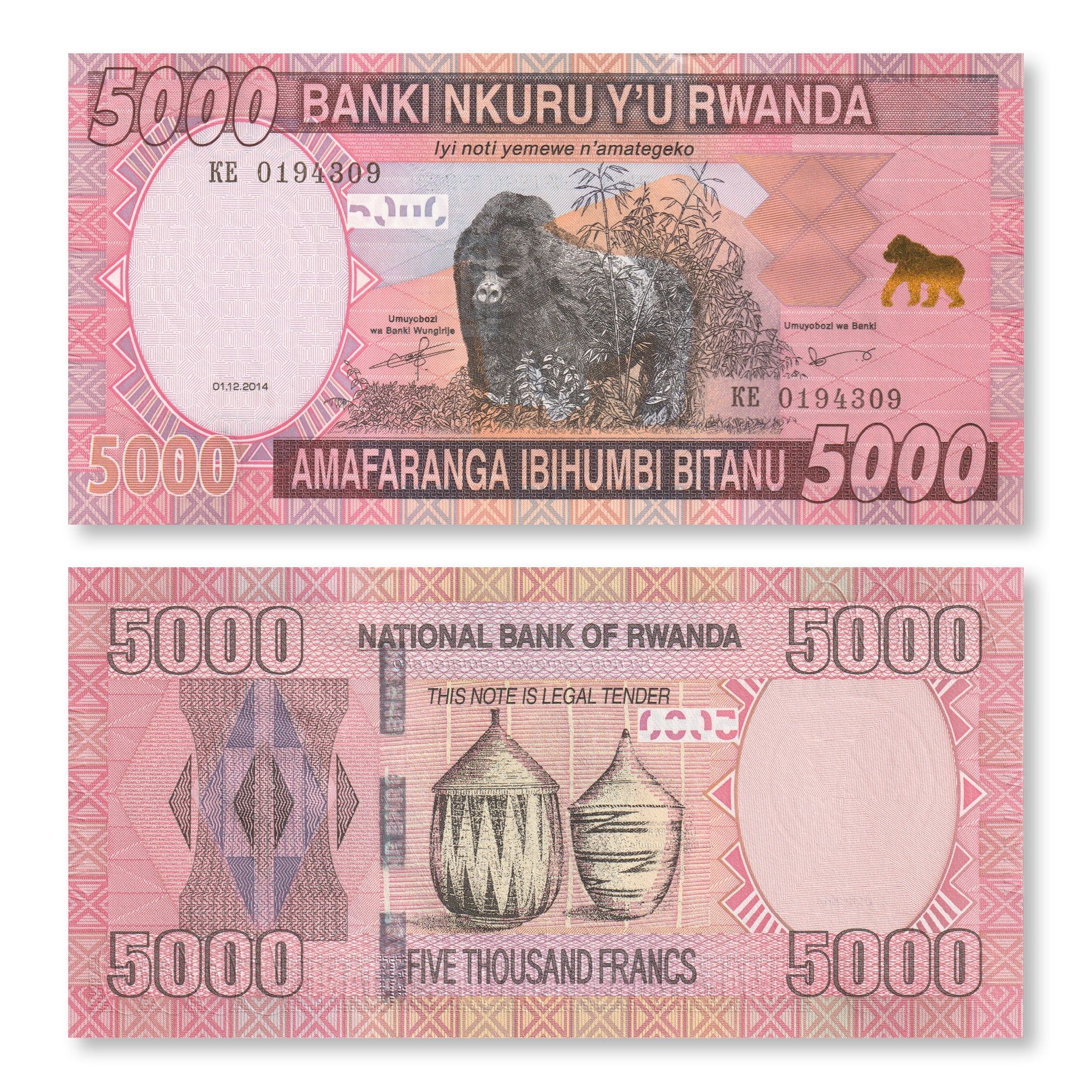 Rwanda 5000 Francs, 2014, B140a, P41, UNC - Robert's World Money - World Banknotes