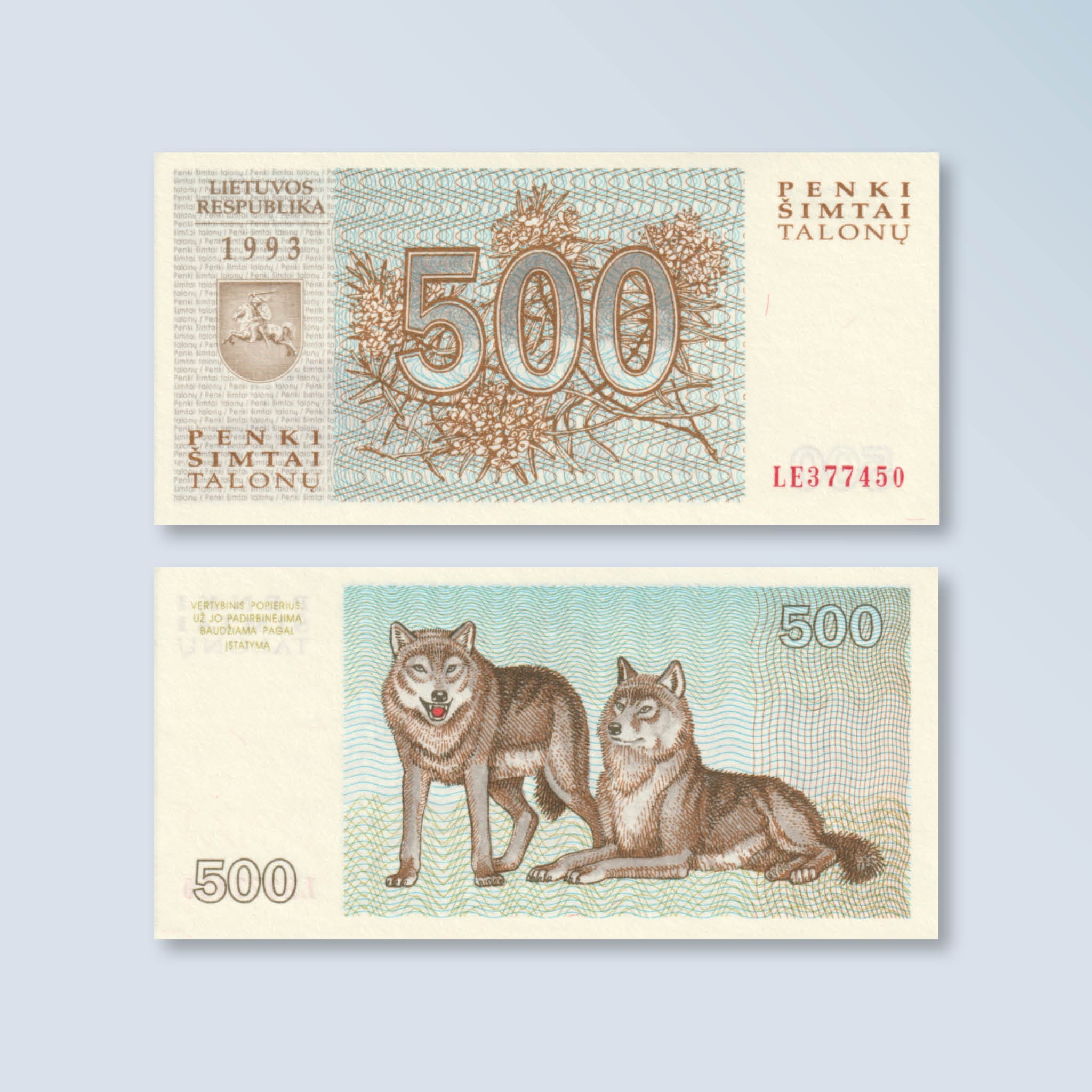 Lithuania 500 Talonas, 1993, B157a, P46, UNC - Robert's World Money - World Banknotes